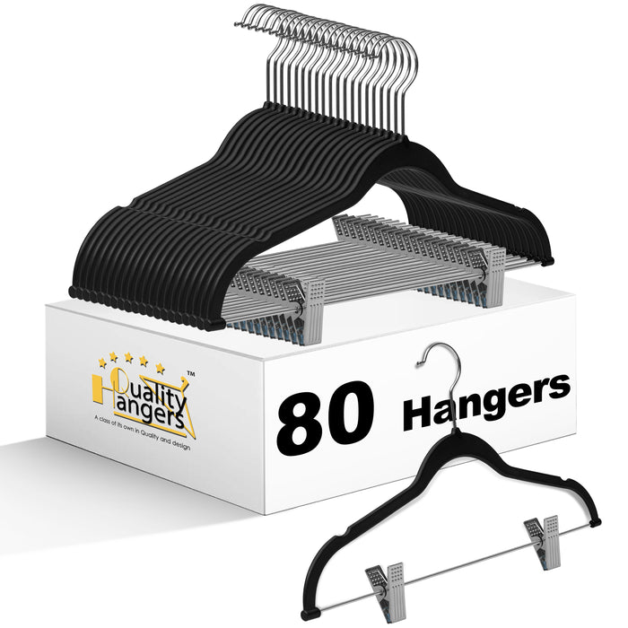 PL051 – Plastic Skirt & Pant Hanger with Clips – 16.5" – Black