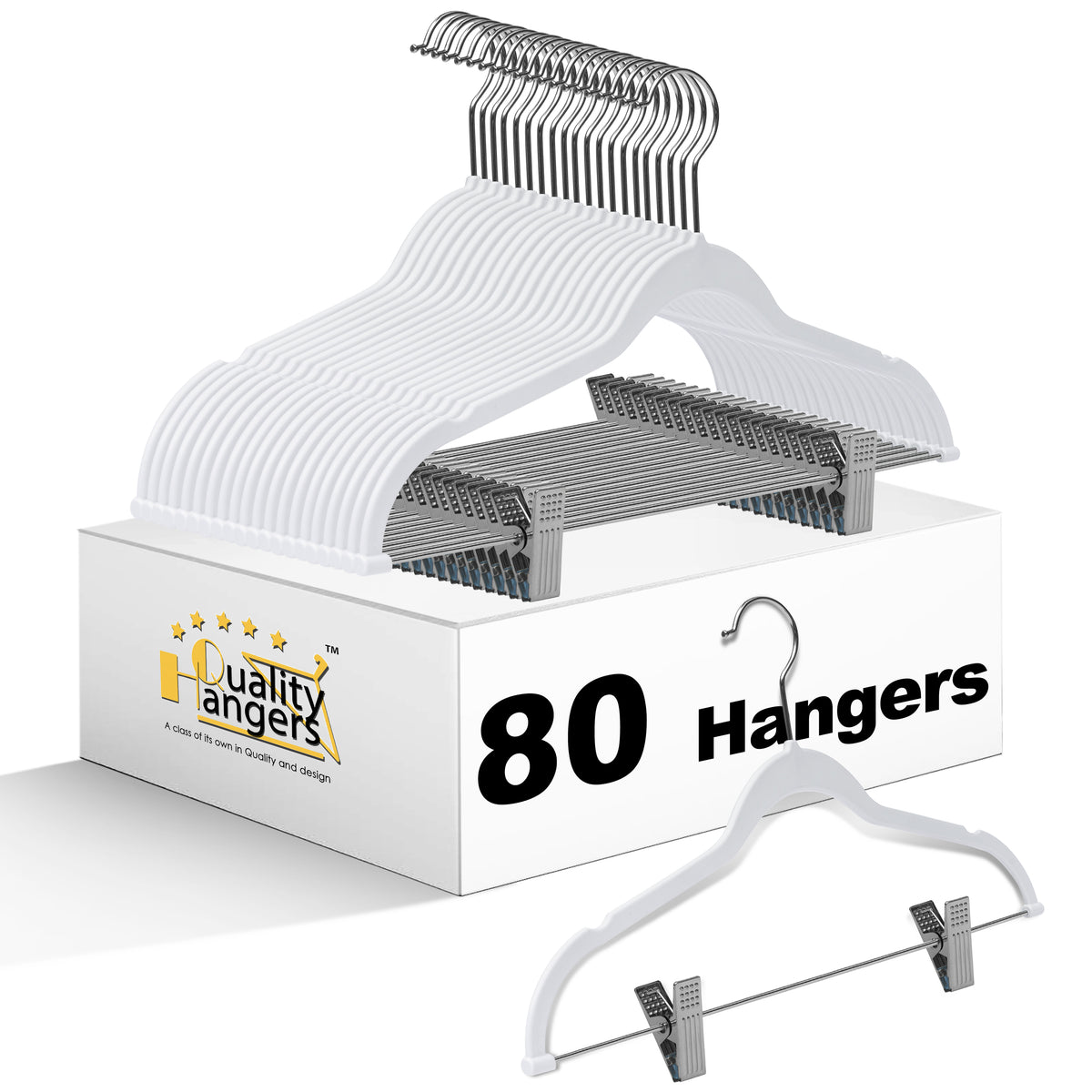 PL052 – Plastic Skirt & Pant Hanger with Clips – 16.5" – White