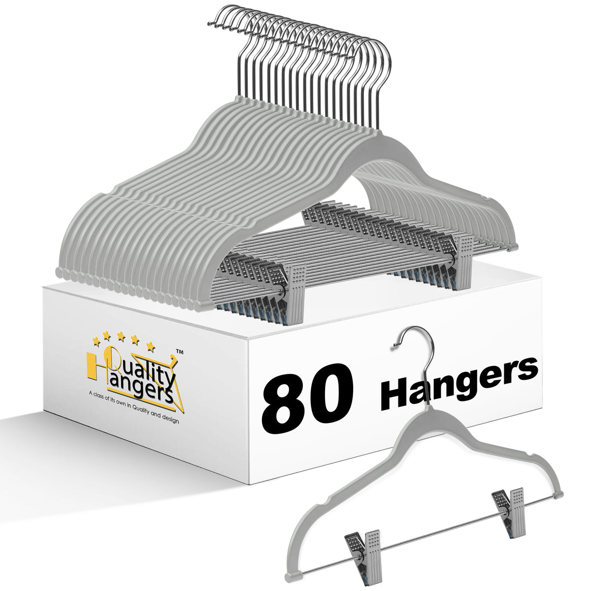 PL053 – Plastic Skirt & Pant Hanger with Clips – 16.5" – Gray