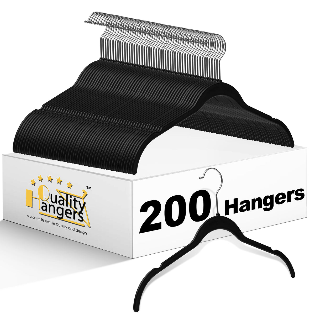 PL060-BK – Barless Space-Saving Plastic Shirt Hanger – 16.6" – Black
