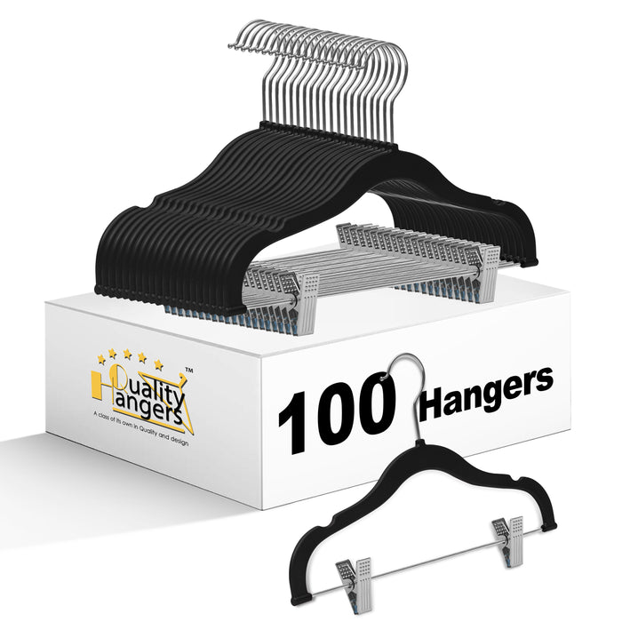 PL061 – Kids Plastic Skirt & Pant Hanger with Clips – 13" – Black