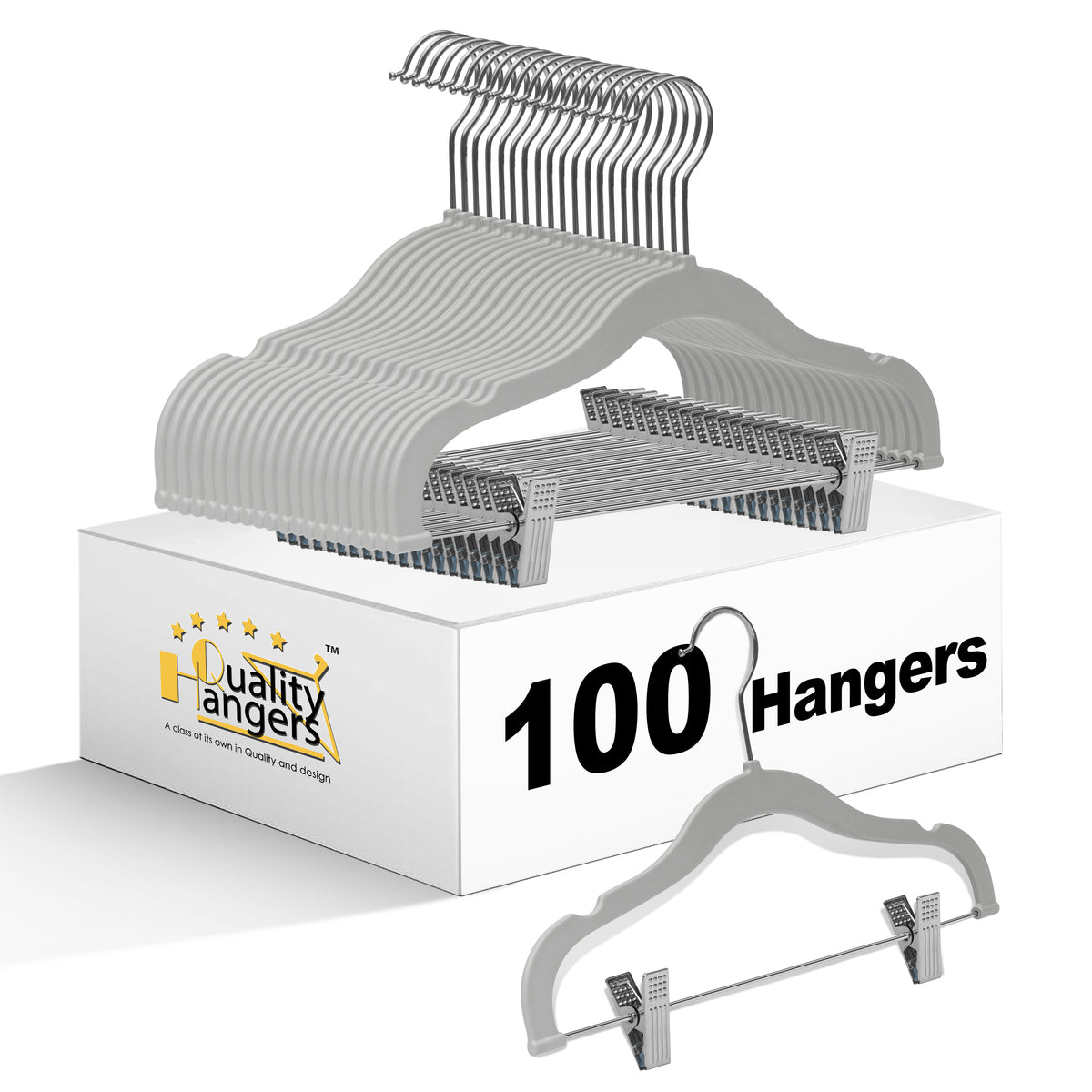 PL063 – Kids Plastic Skirt & Pant Hanger with Clips – 13" – Gray