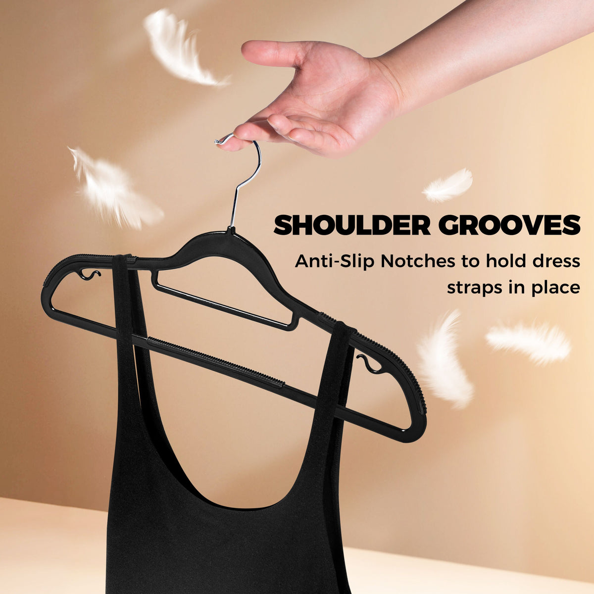 PL201 / PL202 / PL203 – Space-Saving Plastic Shirt Hanger with Non-Slip Grips – 16.5"