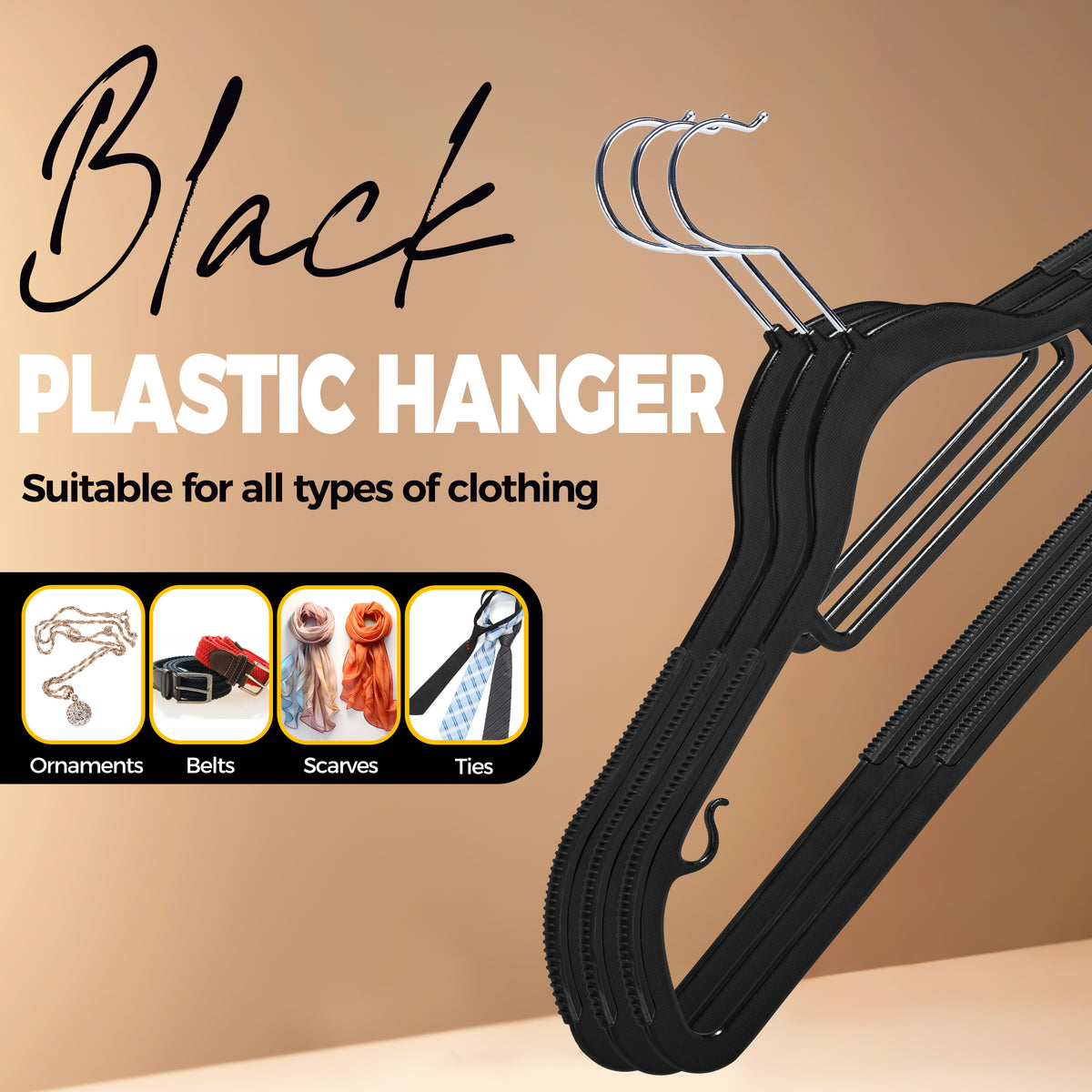 PL201 / PL202 / PL203 – Space-Saving Plastic Shirt Hanger with Non-Slip Grips – 16.5"