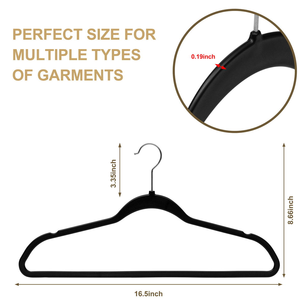 P411-BK – Slim ABS Plastic Shirt Hanger – 16.5" – Black