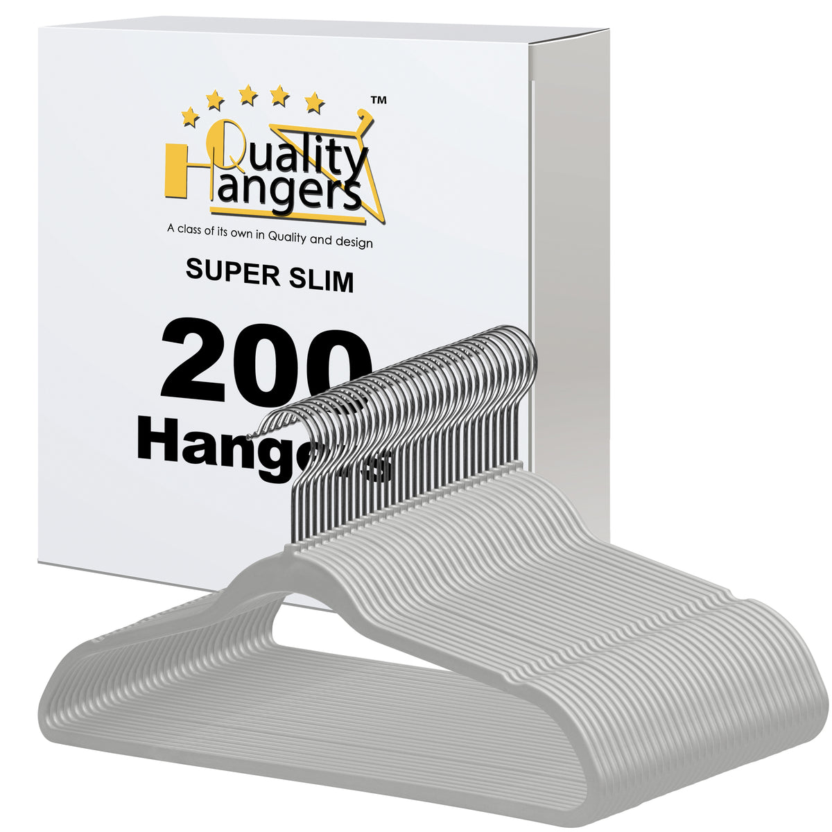 P411-GY – Slim ABS Plastic Shirt Hanger – 16.5" – Gray