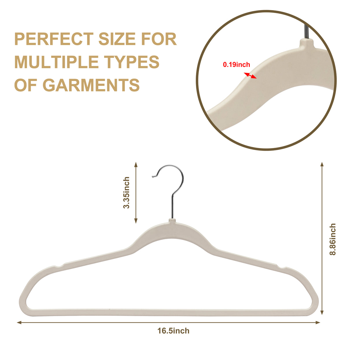 P411-IV – Slim ABS Plastic Shirt Hanger – 16.5" – Ivory