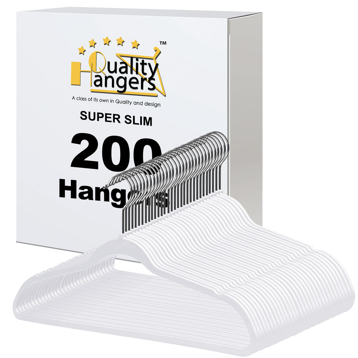 P411-WT – Slim ABS Plastic Shirt Hanger – 16.5" – White