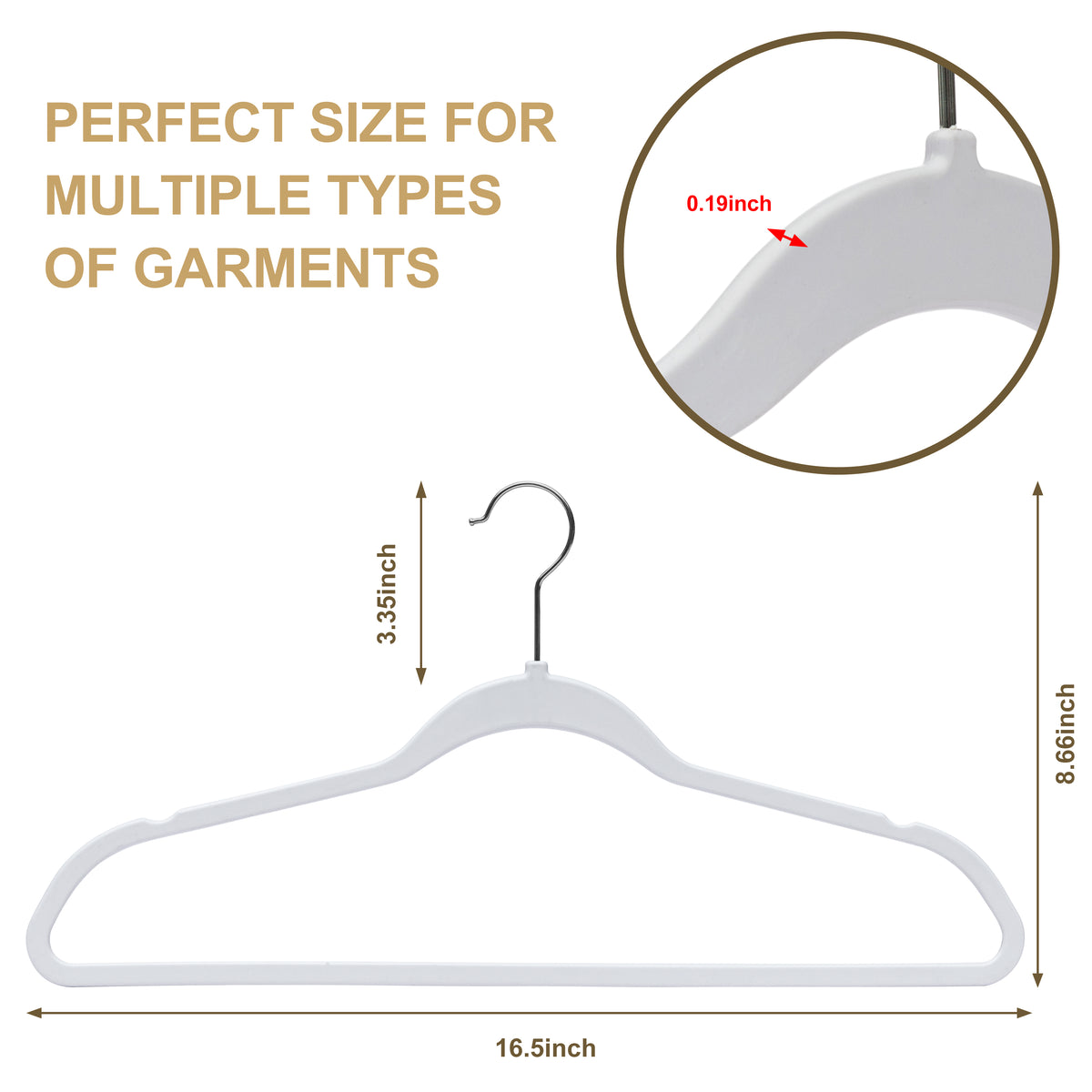P411-WT – Slim ABS Plastic Shirt Hanger – 16.5" – White