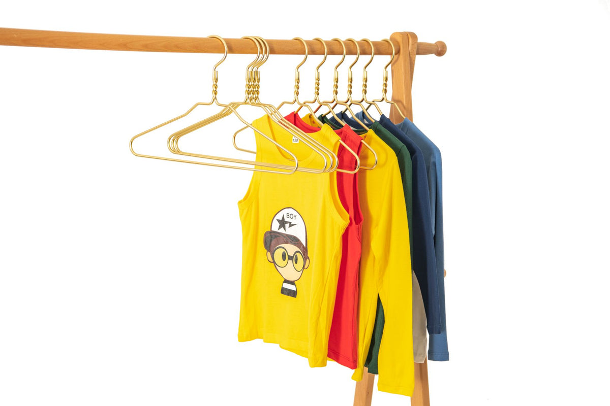 AL22 – Kids Heavy-Duty Aluminum Coat & Suit Hanger – 12" – Gold