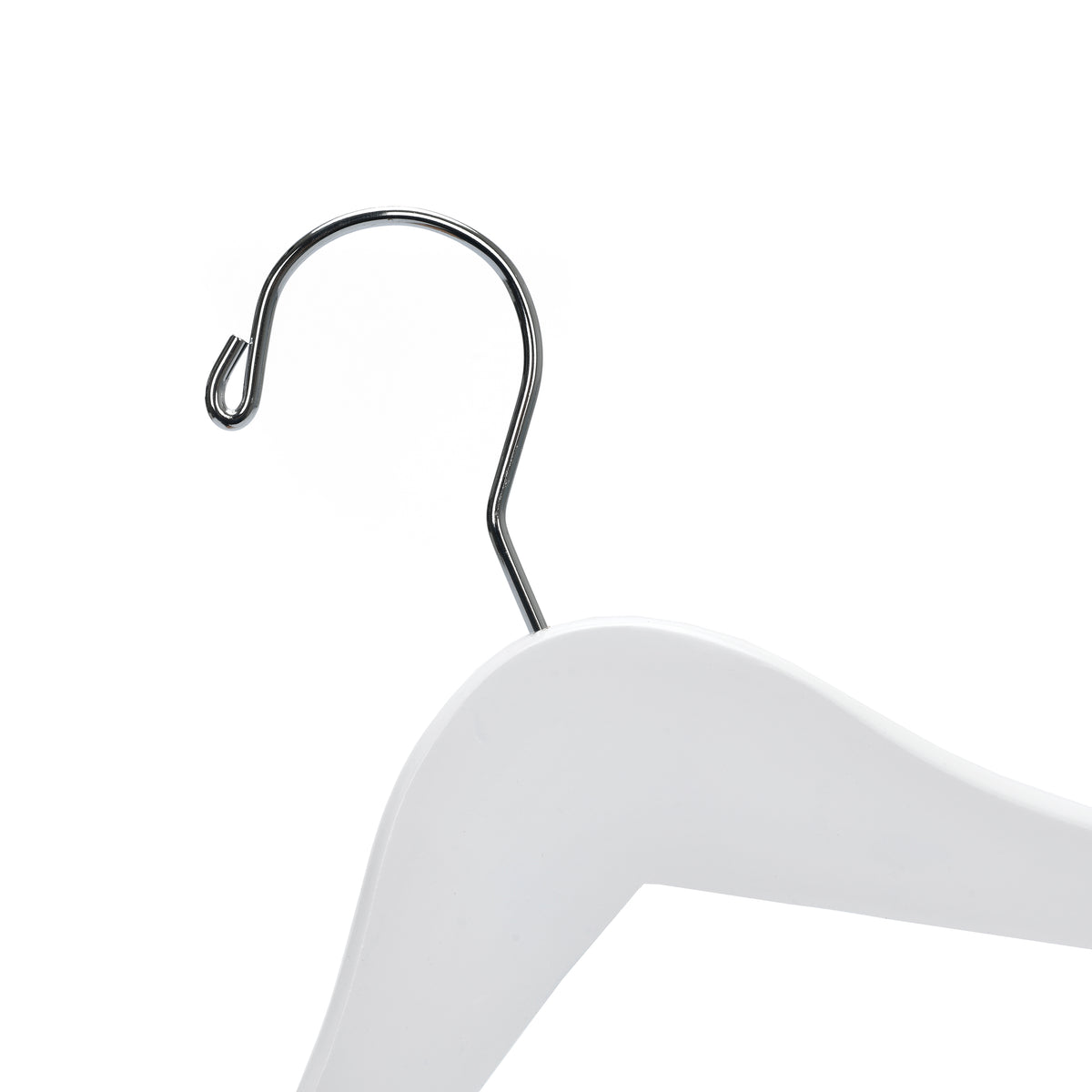 WB41 - Semi Curved Wooden Hanger, 10" White, Junior Kids Size  - 80