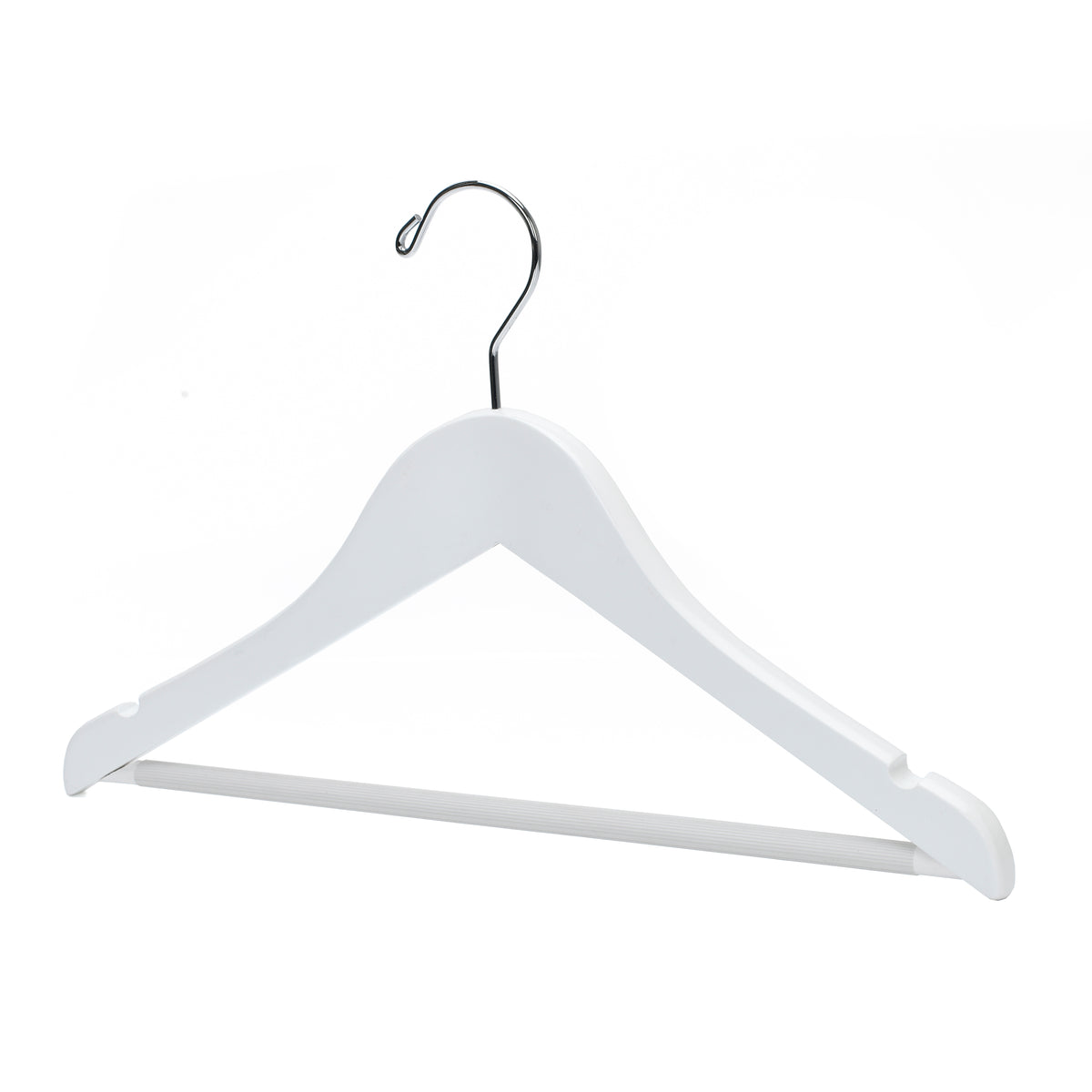 WJ40 - Semi Curved Wooden Hanger, 14" White, Junior Kids Size  - 80 (Retail Packed)