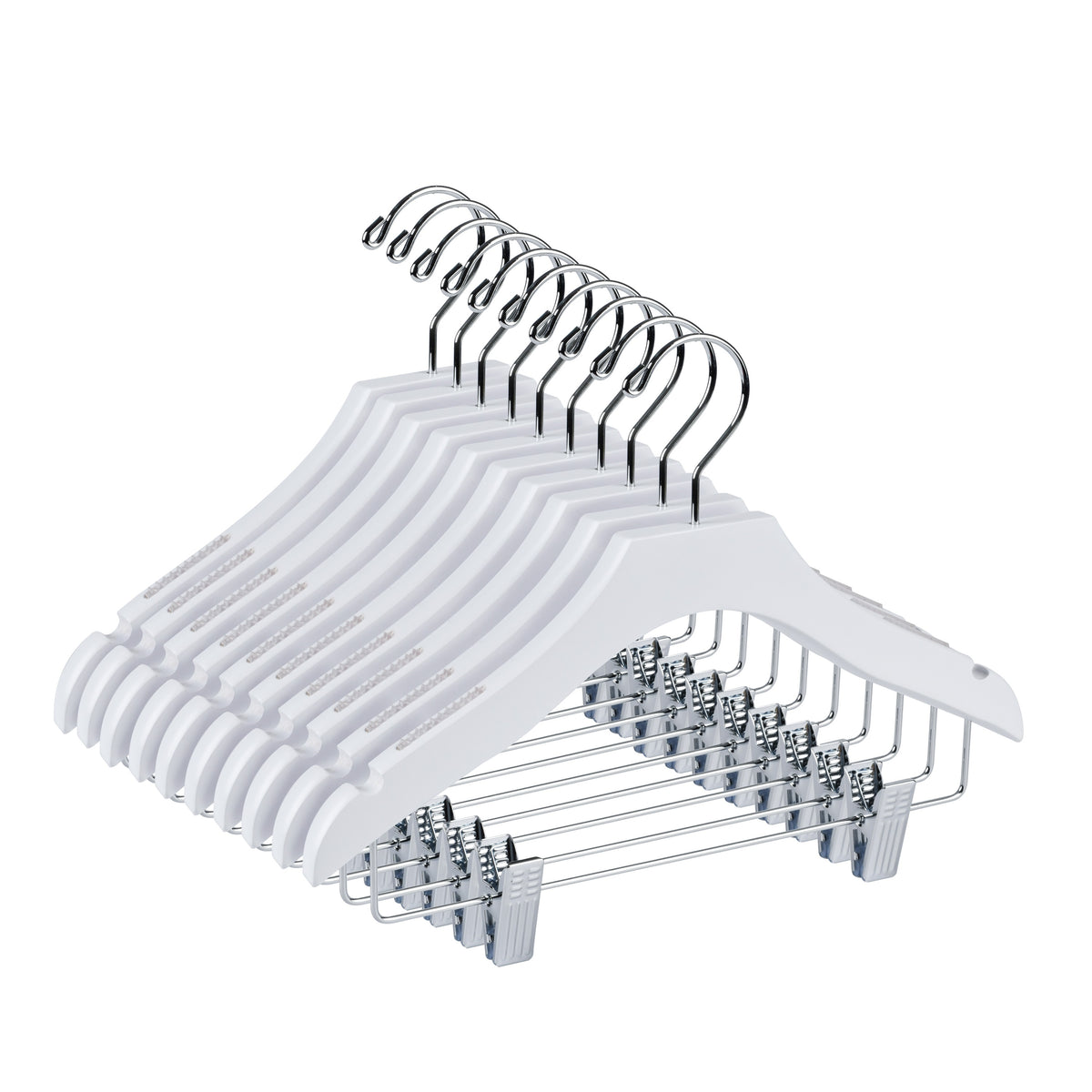 WK13 – Kids Luxury Wooden Skirt Hanger with Clips – 13" – White