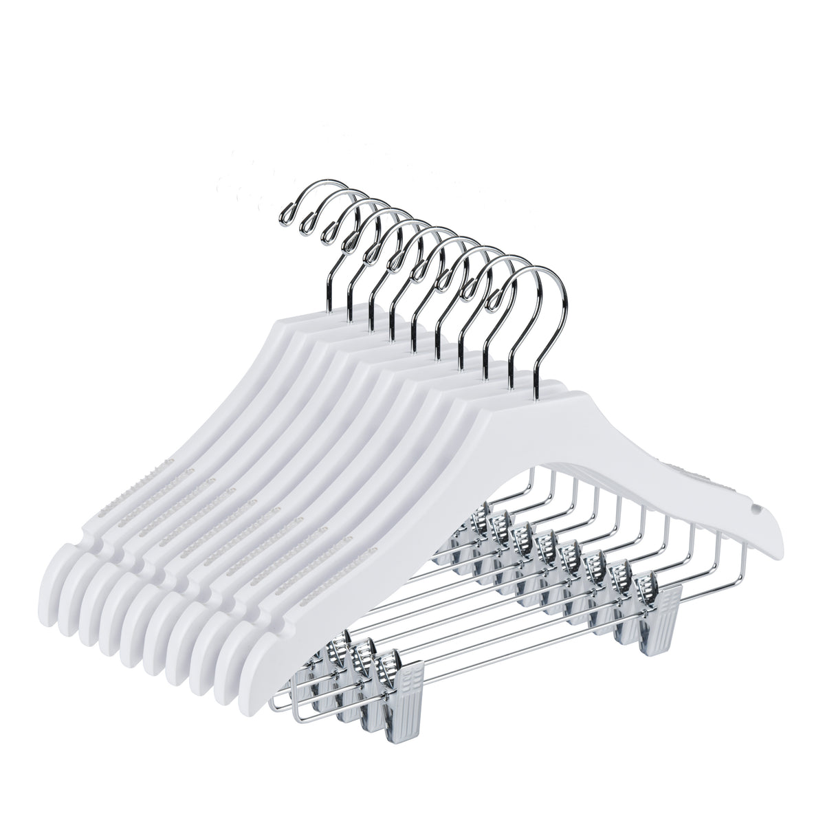 WK15 – Kids Luxury Wooden Skirt Hanger with Clips – 14.5" – White