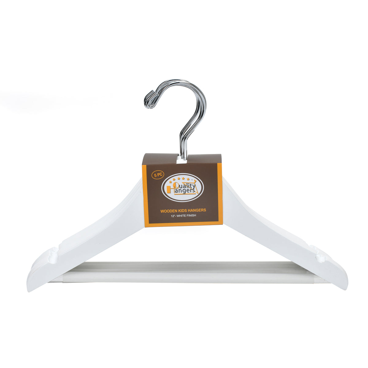 WK40 - Semi Curved Wooden Hanger, 12" White, Kids Size  - 80 