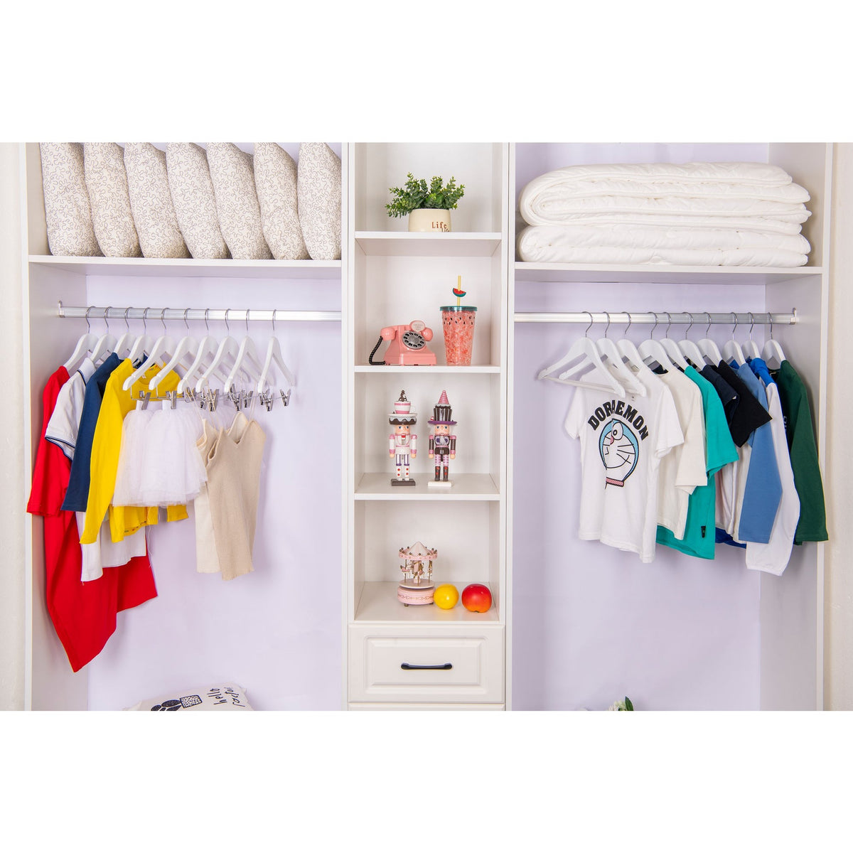 WK40 - Semi Curved Wooden Hanger, 12" White, Kids Size  - 80 