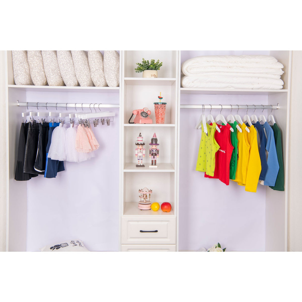 WK41 - Semi Curved Wooden Hanger, 12" White, Junior Kids Size  - 80