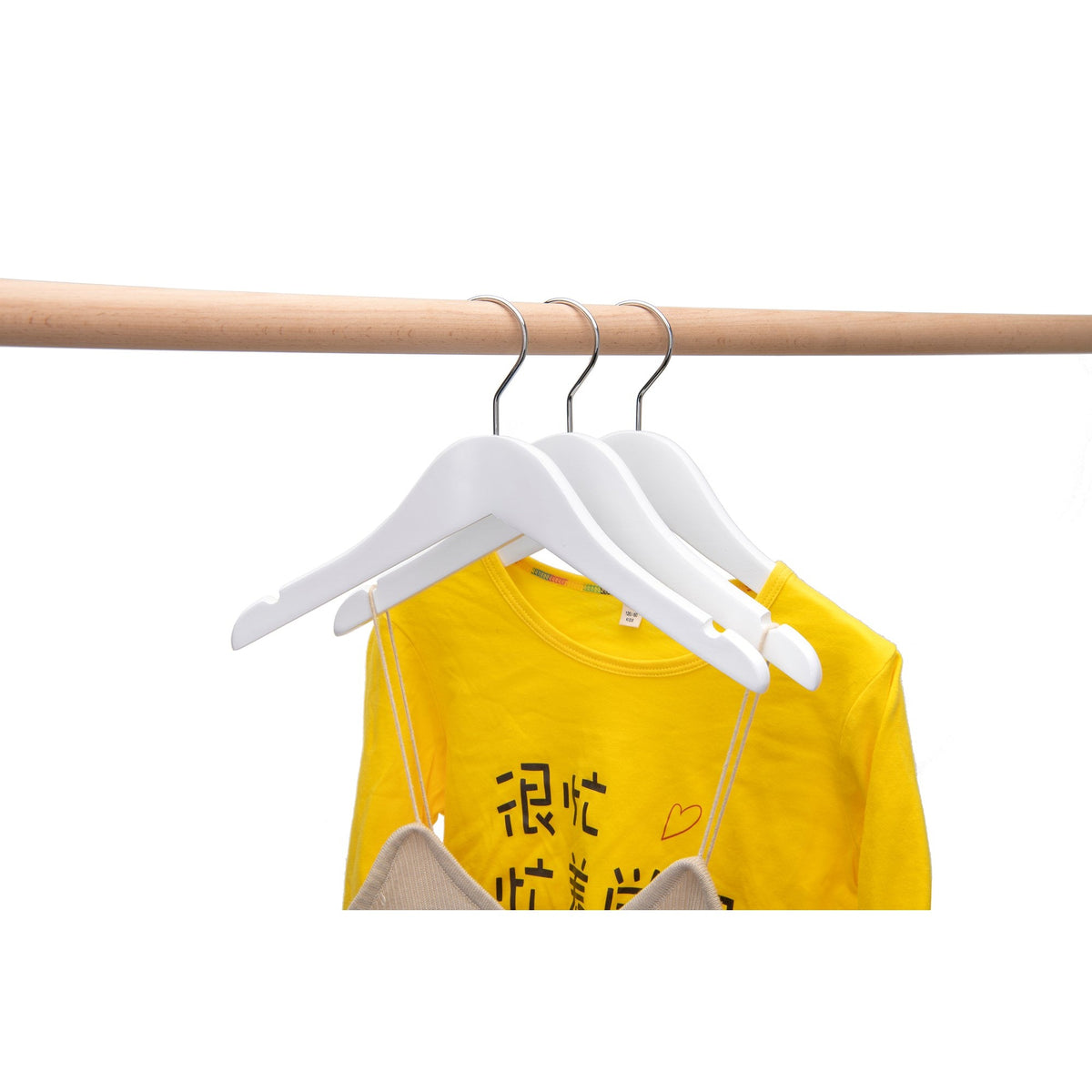 WK41 - Semi Curved Wooden Hanger, 12" White, Junior Kids Size  - 80