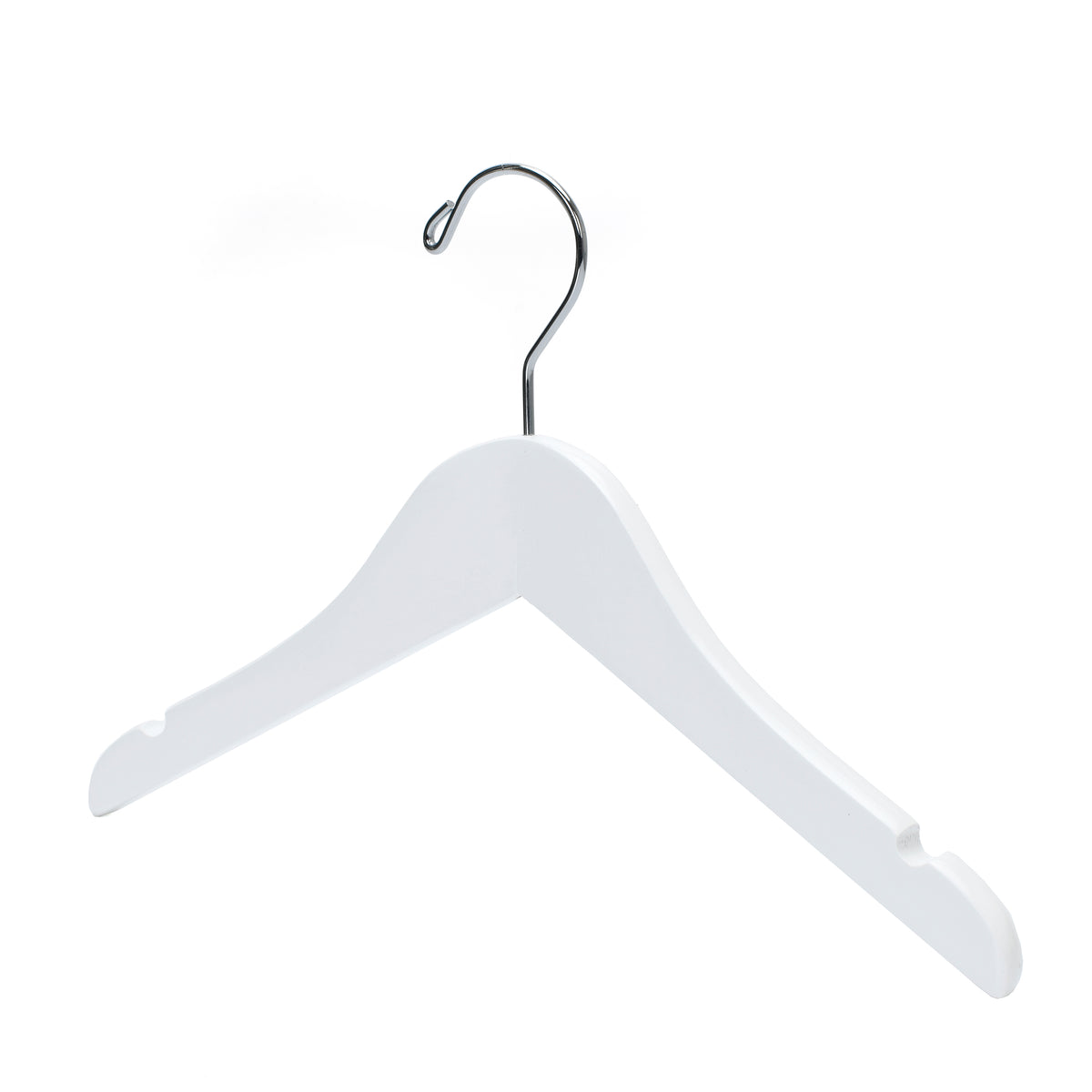WJ41 - Semi Curved Wooden Hanger, 14" White, Junior Kids Size  - 80 (Retail Packed)