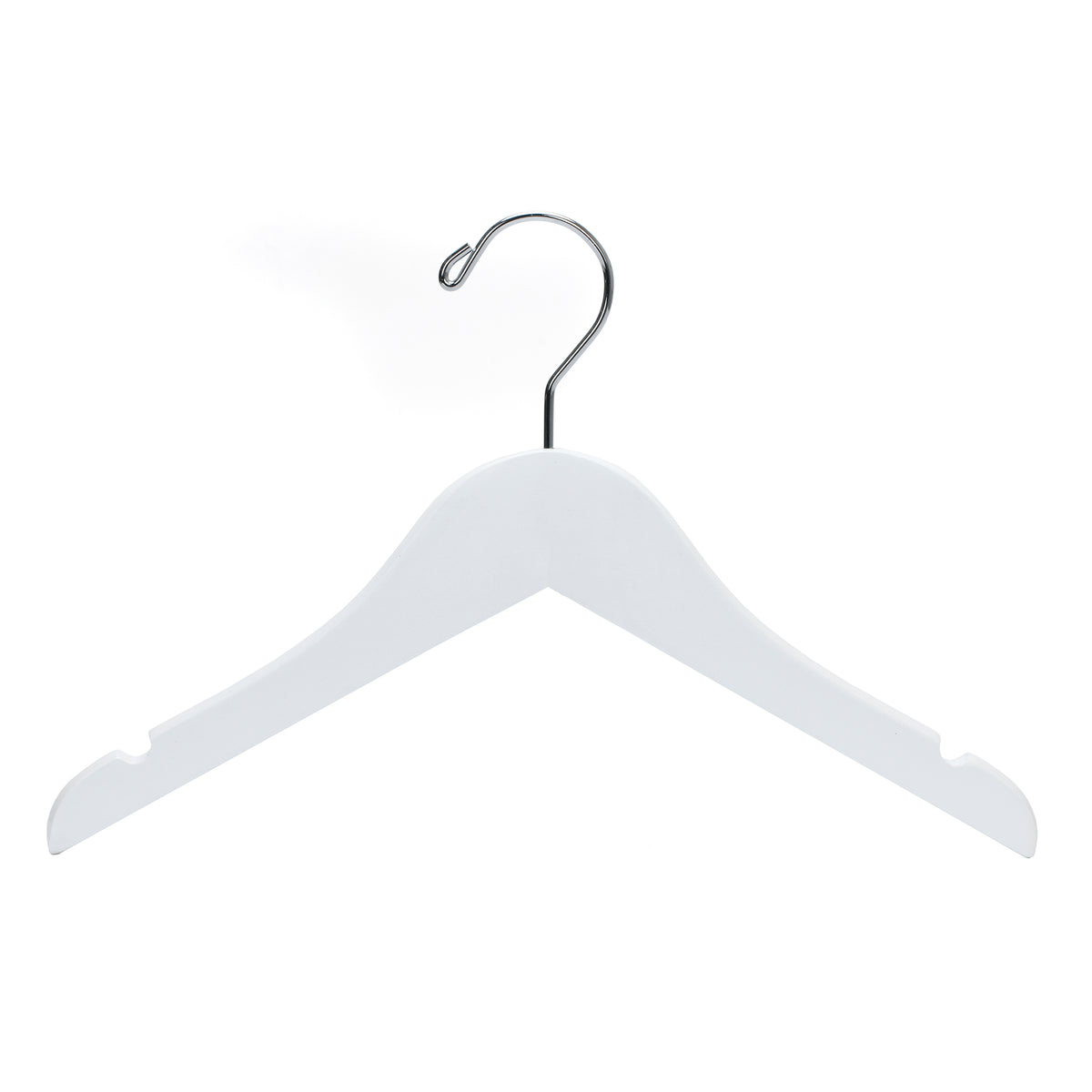 WJ41 - Semi Curved Wooden Hanger, 14" White, Junior Kids Size  - 80 (Retail Packed)