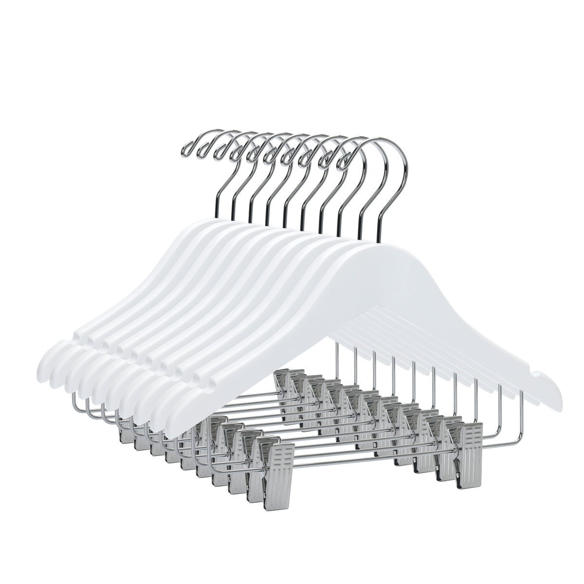 WK42 - 12" Kids Wooden Skirt Hanger, White - 80 (Retail Packed)