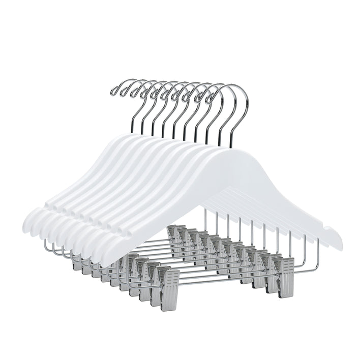 WK42 - 12" Kids Wooden Skirt Hanger, White - 80 (Retail Packed)