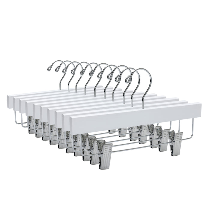 WK43 - Straight Wooden Hanger, 11" White, Junior and Kids Size  - 120