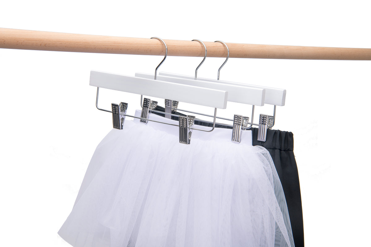WK43 - Straight Wooden Hanger, 11" White, Junior and Kids Size  - 120