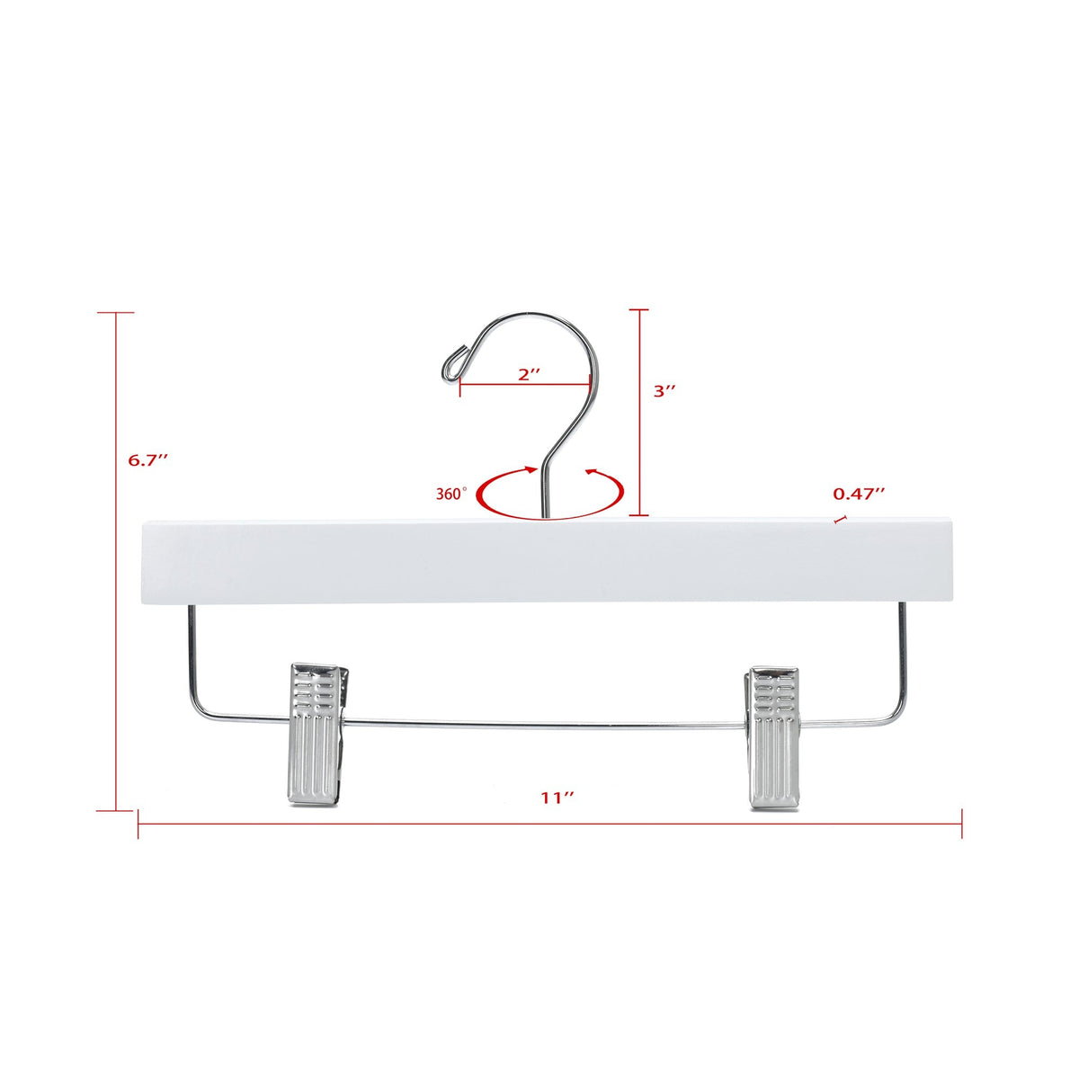 WK43 - Straight Wooden Hanger, 11" White, Junior and Kids Size  - 120