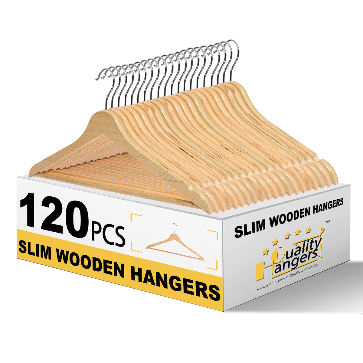 WLM21-NT – Slim Plywood Wooden Suit Hanger with Pant Bar – 17.3" – Natural