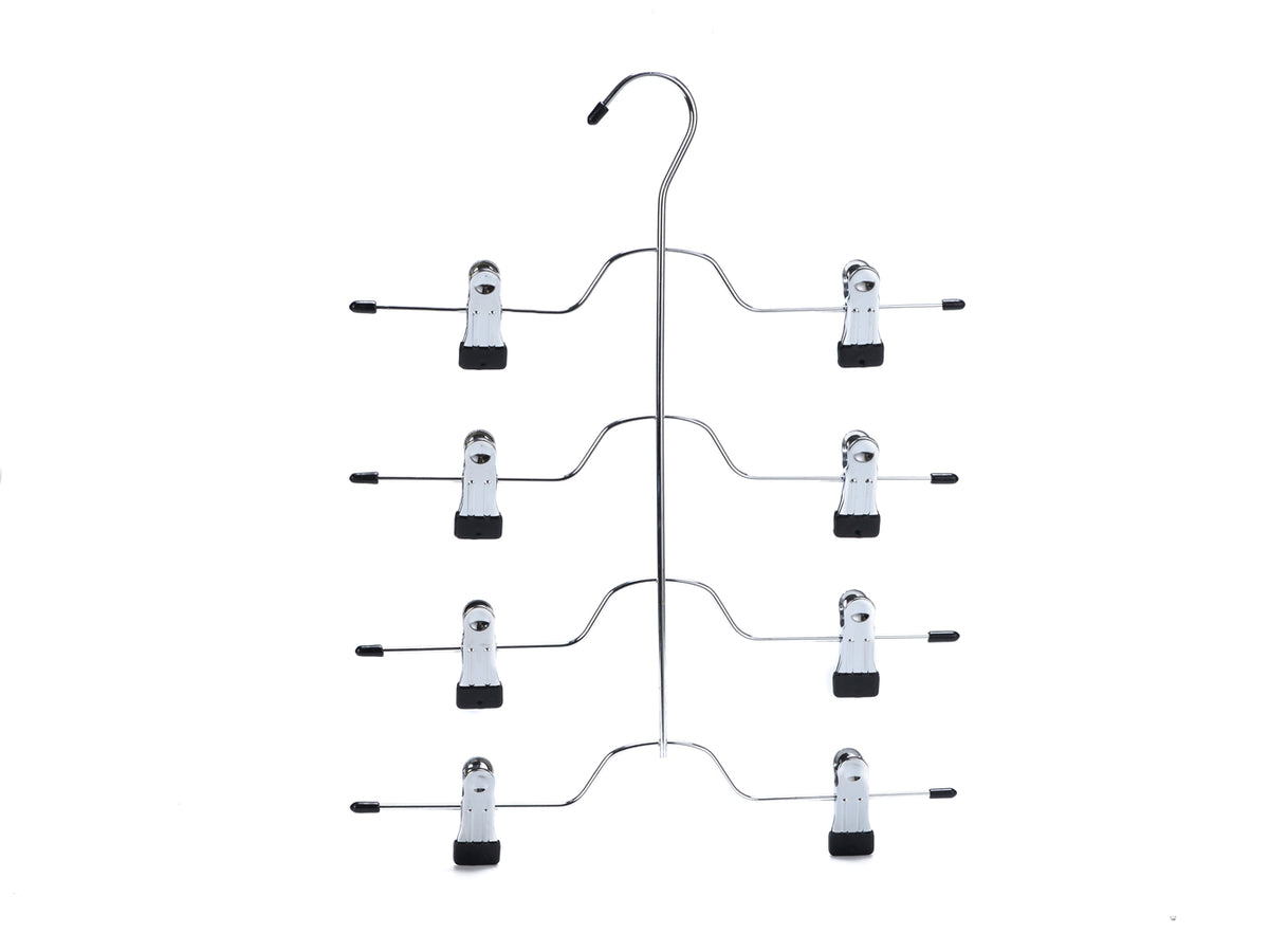 2801 – Heavy-Duty Metal 4-Tier Stacking Hanger with Clips – 12.5" – Chrome