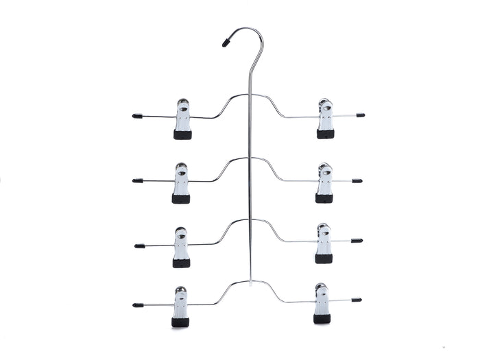 2801 – Heavy-Duty Metal 4-Tier Stacking Hanger with Clips – 12.5" – Chrome